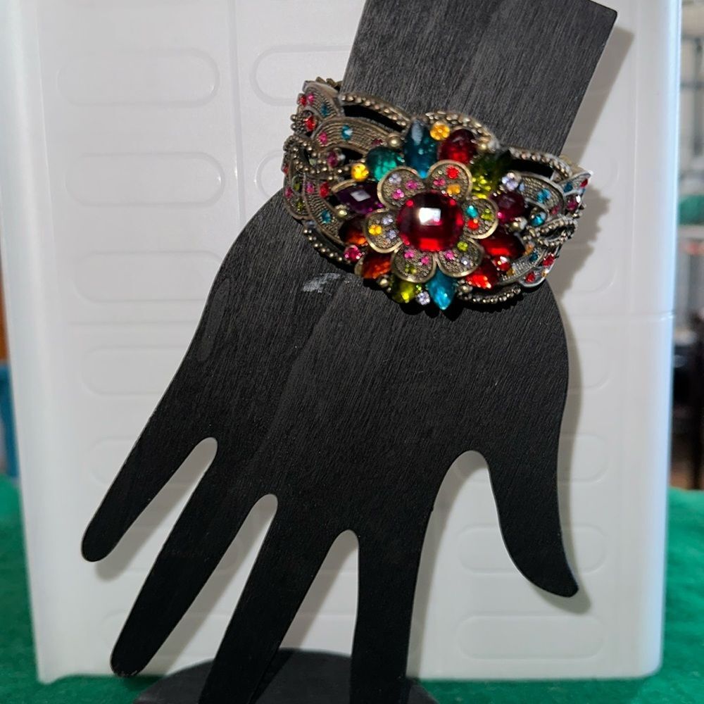 Women’s Spring Hinge Bracelet Multicolor Rhinestones Sparkly Fashion Jewelry